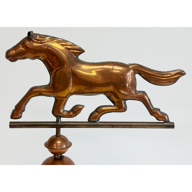 Mid 20th Century Vintage Brass and Copper Horse Motif Weathervane For Sale - Image 5 of 8