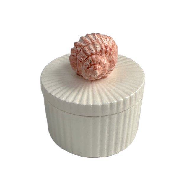 1970s 1970's Fitz & Floyd Ceramic Sea Shell Trinket Box For Sale - Image 5 of 6