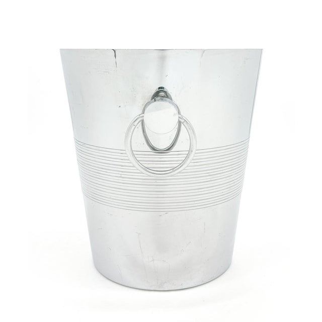 Alessi Mid 20th Century Mid-Century Modern André Leroy French Chrome Champagne Bucket / Wine Cooler / Ice Bucket With Ring Handles For Sale - Image 4 of 11
