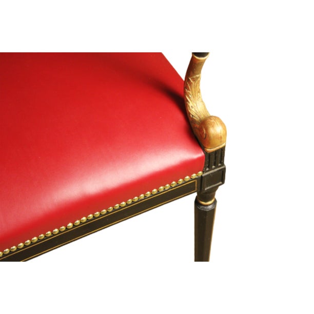Wood Regency Style Parcel Gilt Black Painted Armchair For Sale - Image 7 of 7