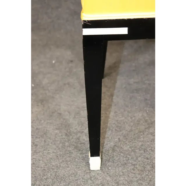 Ebonized French Art Deco Style Dining Chairs in Yellow Upholstery - Set of 4 For Sale - Image 4 of 13