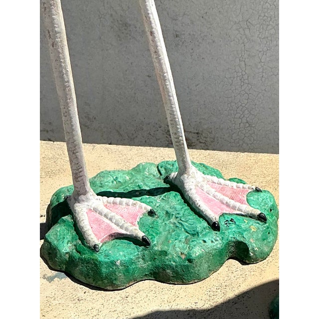 Mid 20th Century Vintage Coastal Cast Iron Flamingos - A Pair For Sale - Image 5 of 8