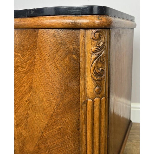 Brown French Art Deco Bedside Tables with Marble Top, Set of 2 For Sale - Image 8 of 18