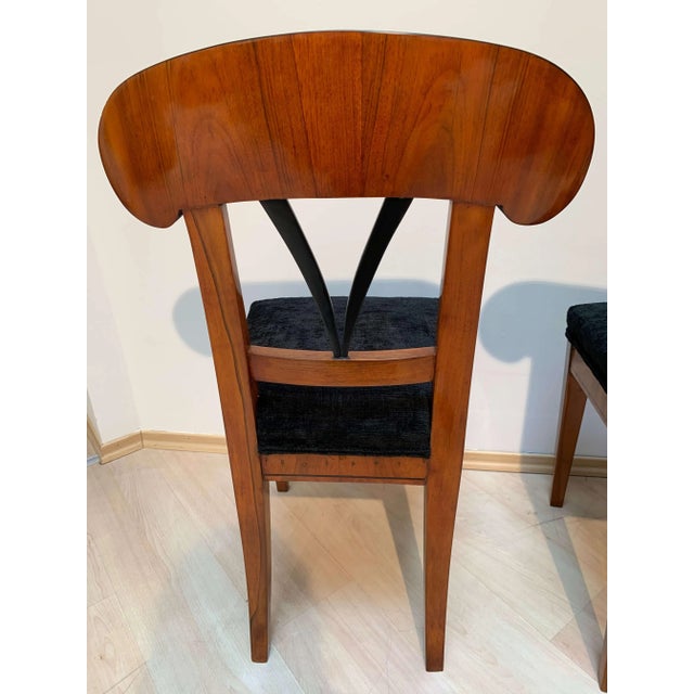 Set of Pair of Biedermeier Shovel Chairs, Walnut, Ink Painting, South Germany, 1830s For Sale - Image 17 of 18