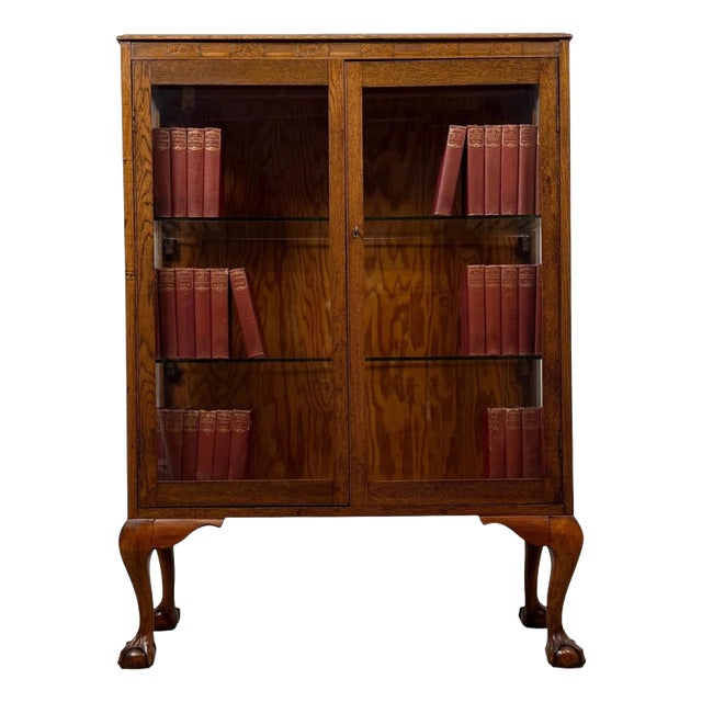 Early 20th Century Art Deco Oak Display Cabinet Vitrine, 1930s For Sale