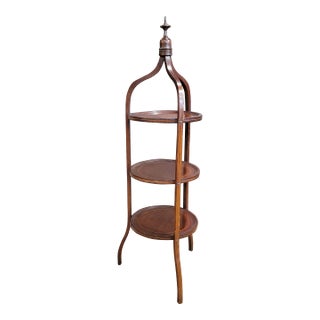 1910s Mahogany Inlaid Edwardian 3-Tier Stand For Sale