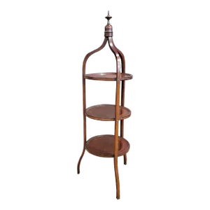 1910s Mahogany Inlaid Edwardian 3-Tier Stand