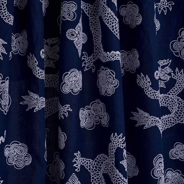 Not Yet Made - Made To Order Sample - Schumacher Dragon Embroidery Fabric, Navy For Sale - Image 5 of 6