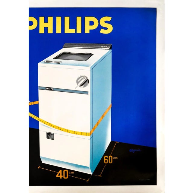 Mid-Century Modern 1960s Original French Poster, Phillips Machine a Laver For Sale - Image 3 of 5