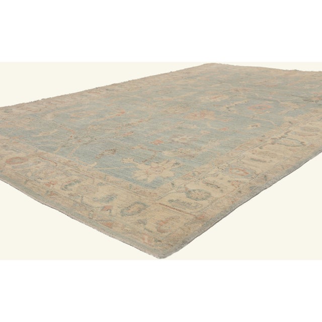80892 Contemporary Pakistani Oushak Rug, 05'10 x 09'00. The Celestial Garden: A Contemporary Oushak Masterpiece of Serene...