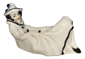 Sitzendorf Porcelain Pierrot Trinket Dish: Vintage Figural Decor