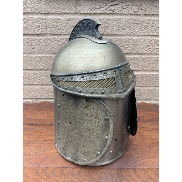 Gothic Late 20th Century Pewter Knight’s Helmet Form Ice Bucket For Sale - Image 3 of 9