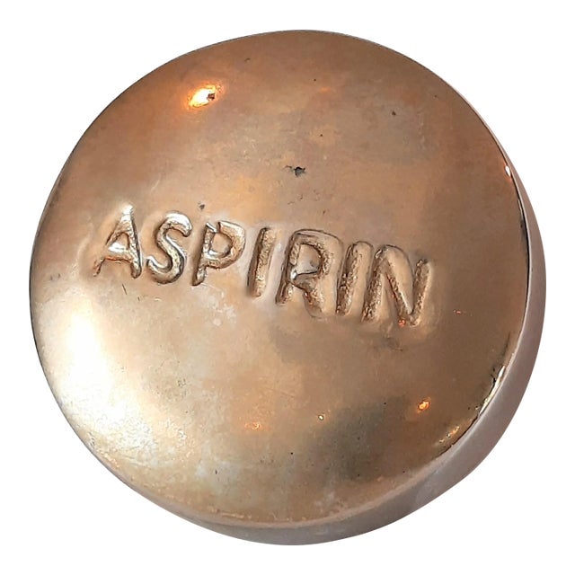 Old Ny Brass Aspirin Paperweight Mid Century For Sale