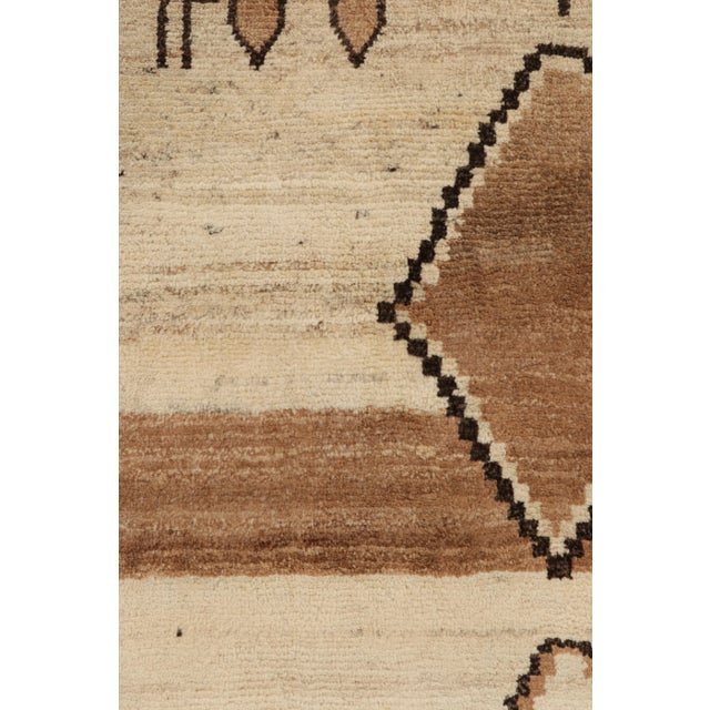 Tribal Vintage Gabbeh Persian Tribal Rug, Beige-Brown With DIamond Medallions - Rug & Kilim For Sale - Image 3 of 8
