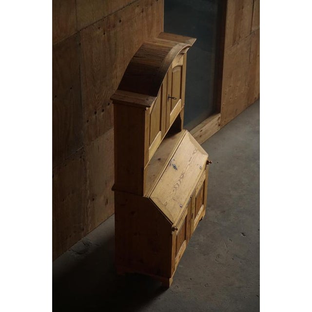 Antique Danish Pine Drop-Front Secretary with Upper Cabinet, Mid-19th Century For Sale - Image 10 of 14