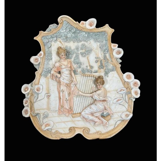 Art Nouveau Bisque Porcelain Classical Plaque For Sale - Image 3 of 14