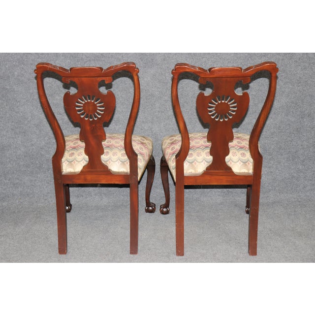Late 19th Century Pair Reticulated Carved Walnut Georgian Style Ball and Claw Foot Side Chairs For Sale - Image 5 of 10