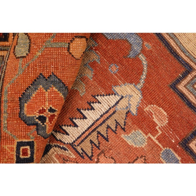 Orange 1980s 1980s Semi Antique Rustic Low Pile Tan/Orange Wool Rug For Sale - Image 8 of 10