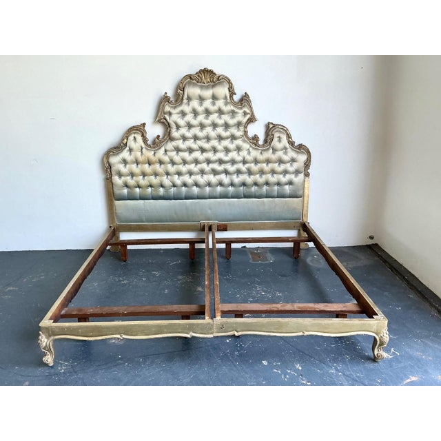 Vintage Rococo King Size Tufted Headboard For Sale - Image 11 of 14