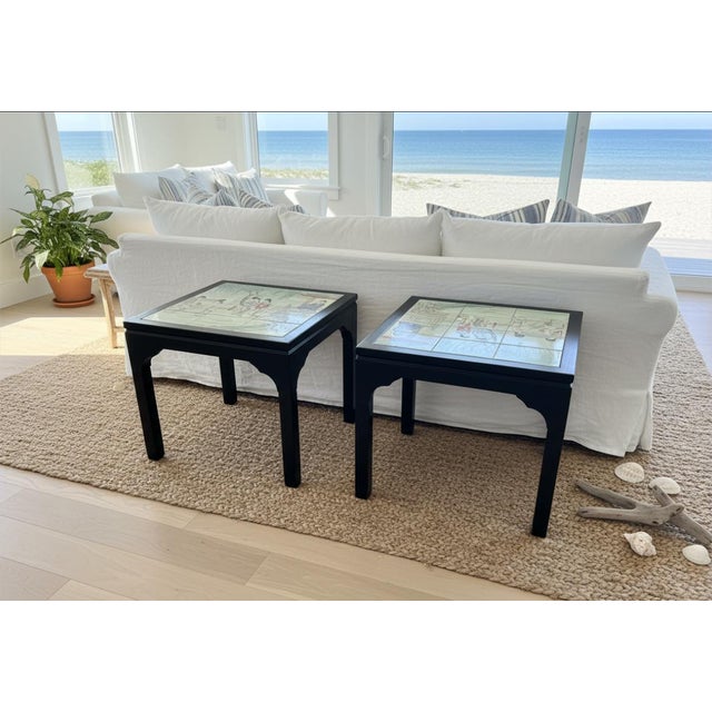 Pair of Vintage Asian Chinoiserie Side Tables With Ceramic Tiles Circa 1970's For Sale - Image 12 of 12