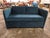 Textile Vintage 1980's Reupholstered Love Seat in Crushed Turquoise Velvet With Rounded Arms For Sale - Image 7 of 9