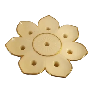 Lenox Lotus Flower Taper Candle Holder- Porcelain 24kt Gold Trim, Made in Usa