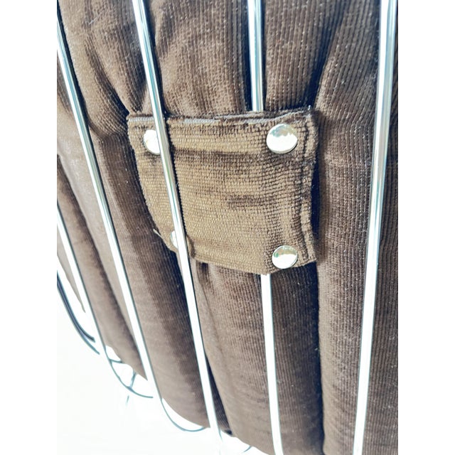 Metal Dining Chairs with Brown Velvet Cushions, Italy, 1970s, Set of 4 For Sale - Image 3 of 15