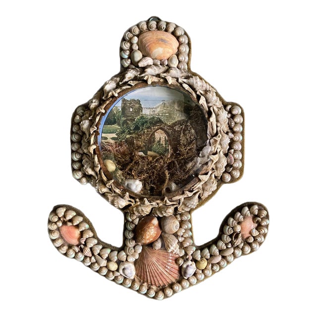 Anchor-Shaped Seashell Valentine Diorama With Architectural Ruins For Sale