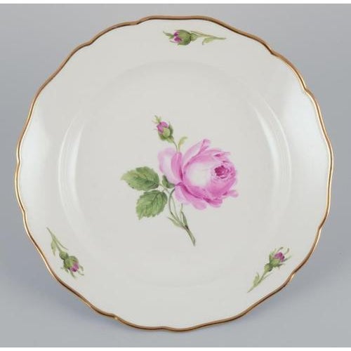 1930s German Pink Rose Deep Dinner Plates from Meissen, 1930s, Set of 4 For Sale - Image 5 of 9