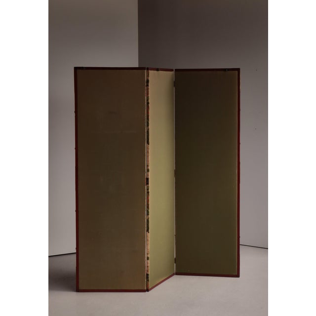 Vintage Scandinavian Chinoiserie Wood and Printed Fabric Room Divider For Sale - Image 15 of 18