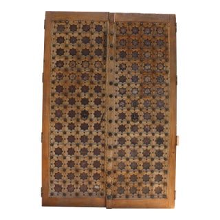 19th Century Moroccan Handcrafted Temple Entry Double Doors | Iron, Bronze & Wood | Architectural Salvage For Sale