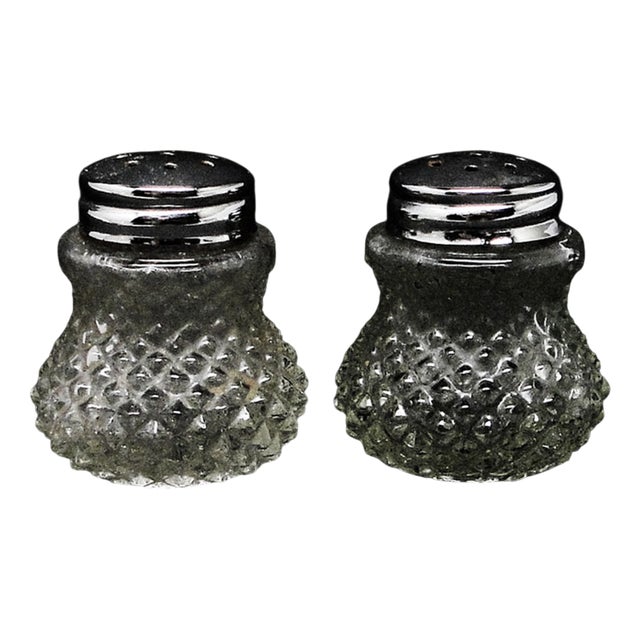 Art Deco Crystal Set of Salt Holder, United Kingdom, 1950s, Set of 2 For Sale