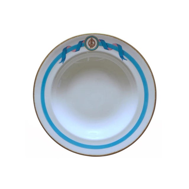 19th Century English Dinnerware Set for Four Place Settings + Serving Platter Turquoise Enamel Porcelain Pellat- 13 Pieces For Sale - Image 9 of 10