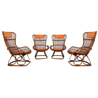 Italian Armchairs in Bamboo, 1970s, Set of 4 For Sale
