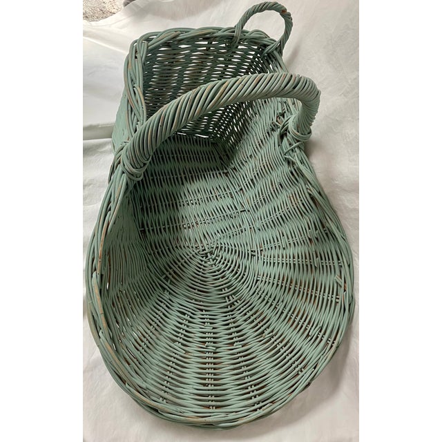 French Provincial Vintage Large Wicker Gathering Harvest Basket For Sale - Image 3 of 12