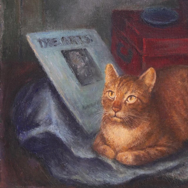 1940s 'Ginger Cat With Still Life' by Jay Risling, 1941, Works Progress Administration, Modernist, San Francisco Art Association, Museum of Modern Art For Sale - Image 5 of 9