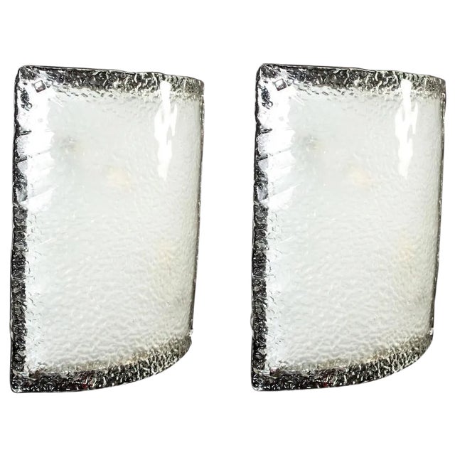 Large Murano Glass Sconces or Wall Lights from Vistosi, 1970, Set of 2 For Sale