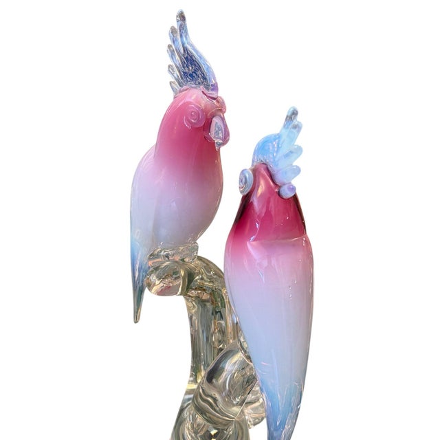 1970s Renato Anatra Murano Glass Cockatoo Sculpture in Pink & Opalescent. Circa 1970's For Sale - Image 5 of 9