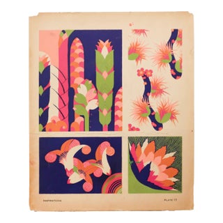 1928 American Botanical Design Pochoir, Inspirations (Book B, Plate 17), André Durenceau For Sale
