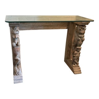 Carved Thai Console With Glass Top For Sale
