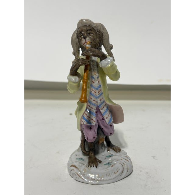 Meissen Style Porcelain Monkey Band Flute Player For Sale In Providence - Image 6 of 9