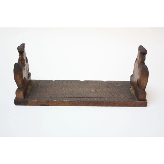 Early 20th Century Early 20th Century Carved Owl Expandable Bookrack / Bookends For Sale - Image 5 of 11