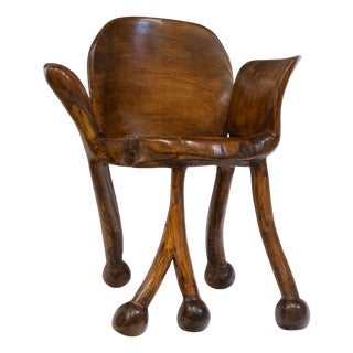 Organic Brutalist Sculptural Elm Armchair from Pierre Decorse, 2001 For Sale