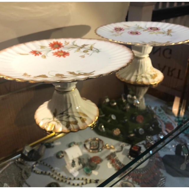 19th Century English Hand Painted Compotes - a Pair For Sale - Image 10 of 14