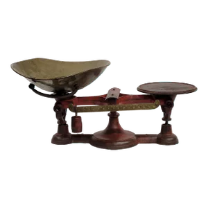 Antique 19th Century John Chatillon & Sons Painted Red Cast Iron and Brass Scale