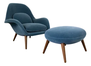 Swoon Lounge Chair and Ottoman by Space Copenhagen for Fredericia, 2021, Set of 2
