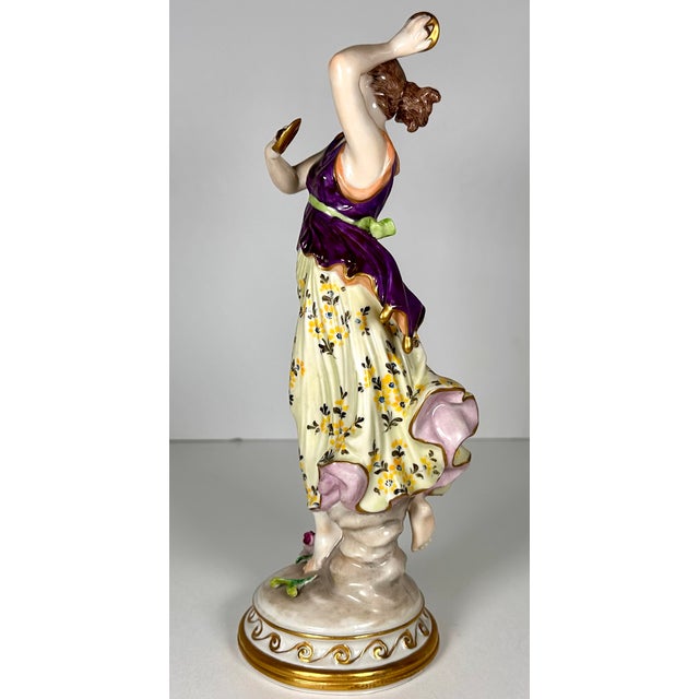 Mid 20th Century Dresden Volkstedt Porcelain Figurine Woman Dancer Musician For Sale - Image 5 of 18