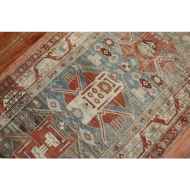 Teal Antique Kurd Bidjar Runner, 3'7'' X 10 For Sale - Image 8 of 9