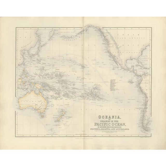 Antique Map of Oceania and the Pacific with the Sandwich Islands, 1860 For Sale - Image 3 of 8
