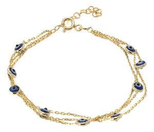 Triple Chain Evil Eye Gold Bracelet
